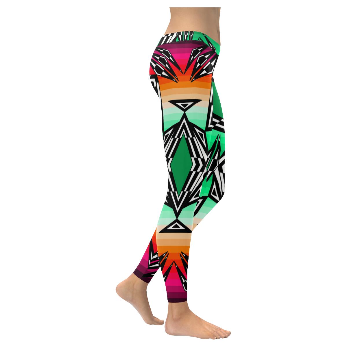 Prairie Fire Deep Lake Low Rise Leggings (Model L05) Low Rise Leggings e-joyer 