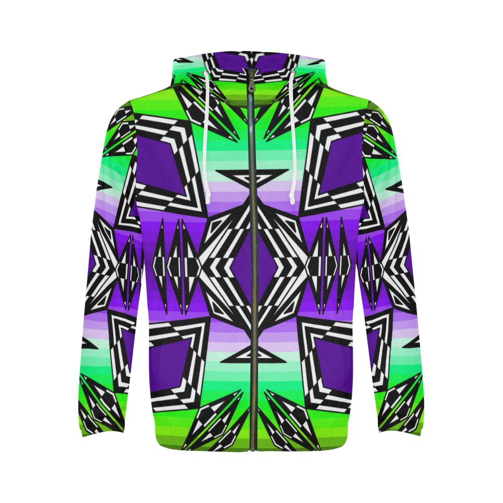 Prairie Fire Dusk All Over Print Full Zip Hoodie for Men (Model H14) All Over Print Full Zip Hoodie for Men e-joyer 