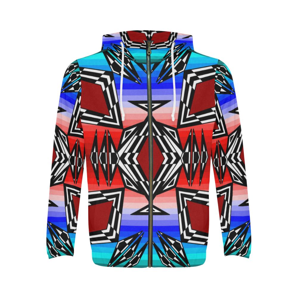 Prairie Fire July All Over Print Full Zip Hoodie for Men (Model H14) All Over Print Full Zip Hoodie for Men e-joyer 