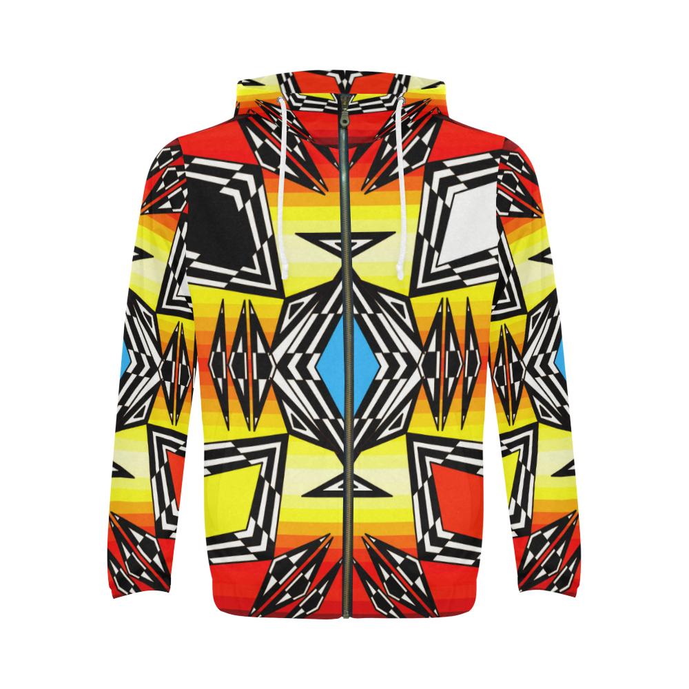 Prairie Fire Medicine Wheel All Over Print Full Zip Hoodie for Men (Model H14) All Over Print Full Zip Hoodie for Men e-joyer 