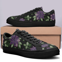 Load image into Gallery viewer, Purple Beaded Rose Aapisi Low Top Canvas Shoes Black Sole aapisi Herman 
