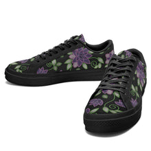 Load image into Gallery viewer, Purple Beaded Rose Aapisi Low Top Canvas Shoes Black Sole aapisi Herman 
