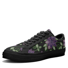 Load image into Gallery viewer, Purple Beaded Rose Aapisi Low Top Canvas Shoes Black Sole aapisi Herman 
