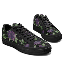 Load image into Gallery viewer, Purple Beaded Rose Aapisi Low Top Canvas Shoes Black Sole aapisi Herman 
