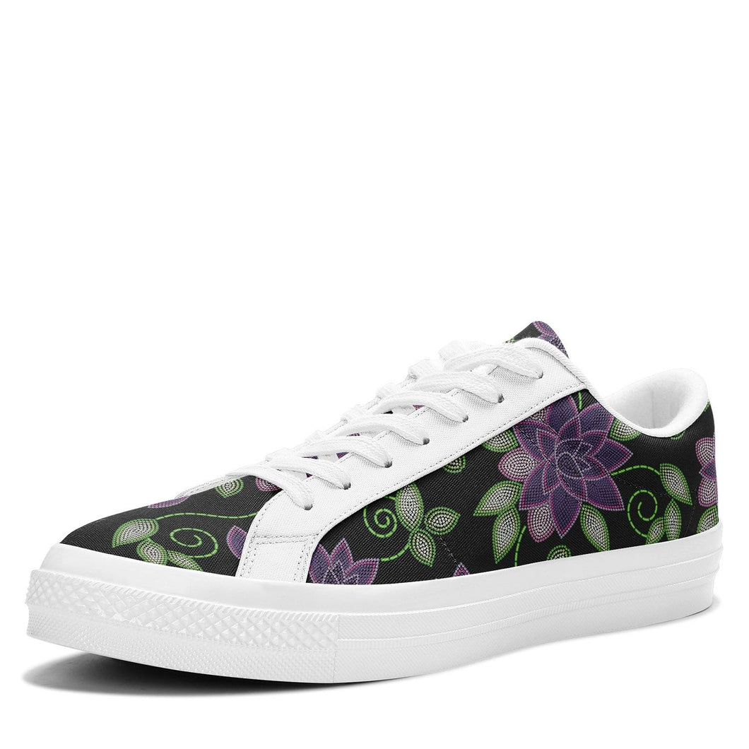 Purple Beaded Rose Aapisi Low Top Canvas Shoes White Sole aapisi Herman 