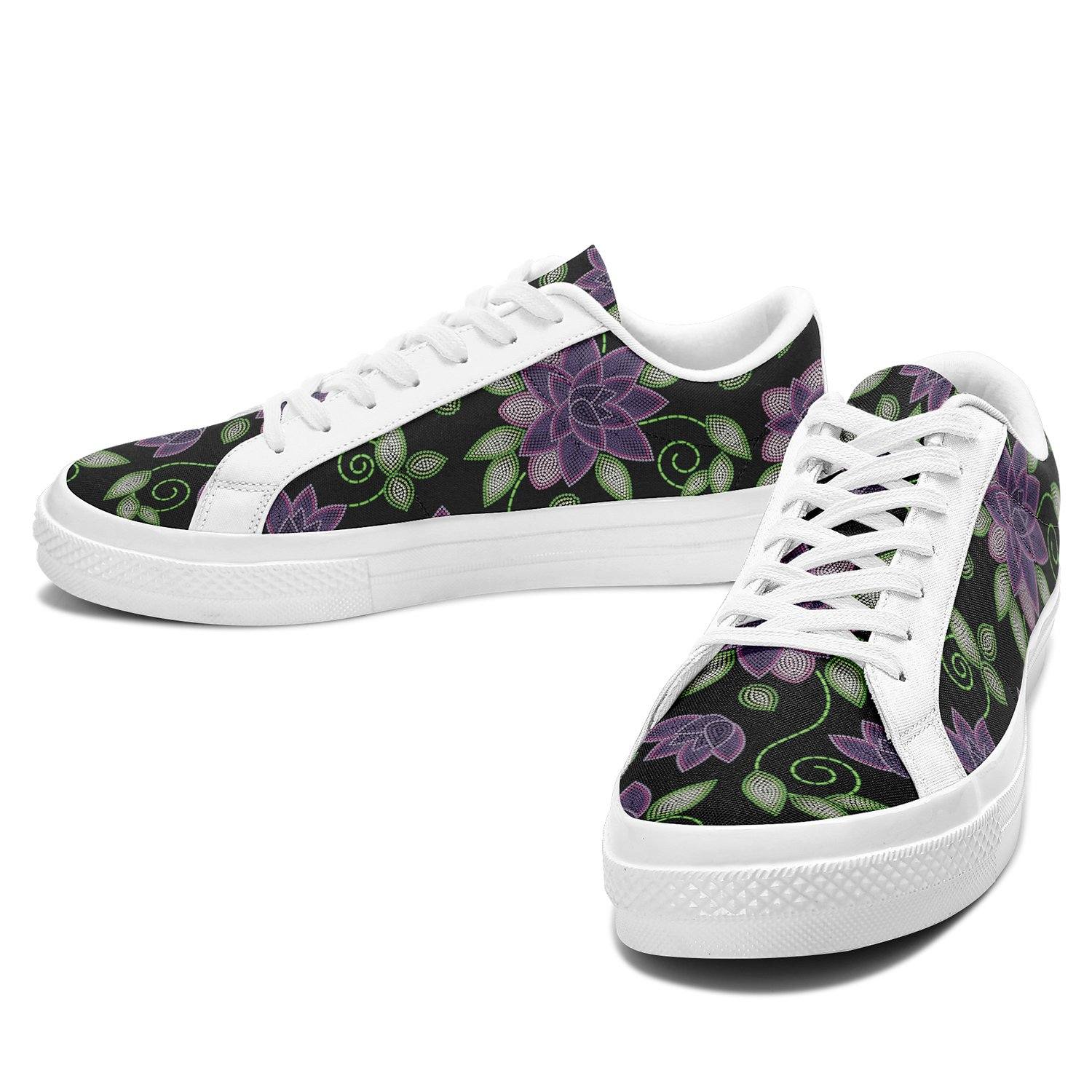 Purple Beaded Rose Aapisi Low Top Canvas Shoes White Sole aapisi Herman 