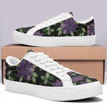 Load image into Gallery viewer, Purple Beaded Rose Aapisi Low Top Canvas Shoes White Sole aapisi Herman 
