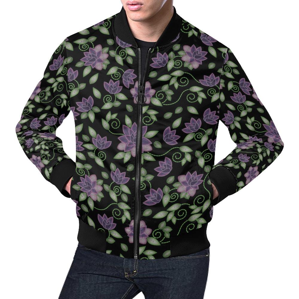 Purple Beaded Rose All Over Print Bomber Jacket for Men (Model H19) All Over Print Bomber Jacket for Men (H19) e-joyer 