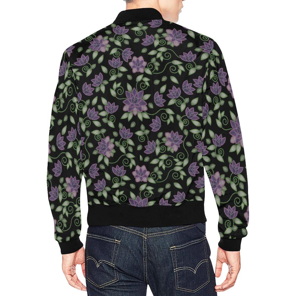 Purple Beaded Rose All Over Print Bomber Jacket for Men (Model H19) All Over Print Bomber Jacket for Men (H19) e-joyer 