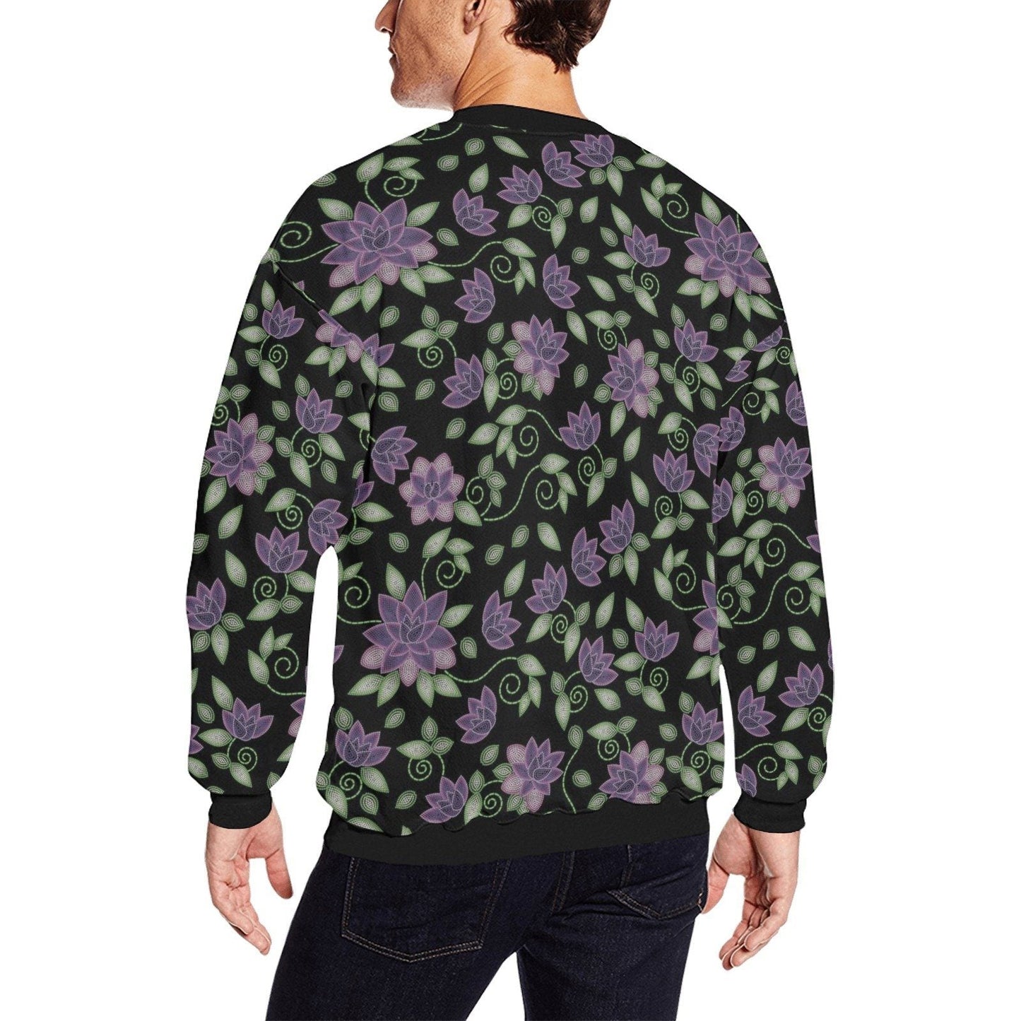 Purple Beaded Rose All Over Print Crewneck Sweatshirt for Men (Model H18) shirt e-joyer 