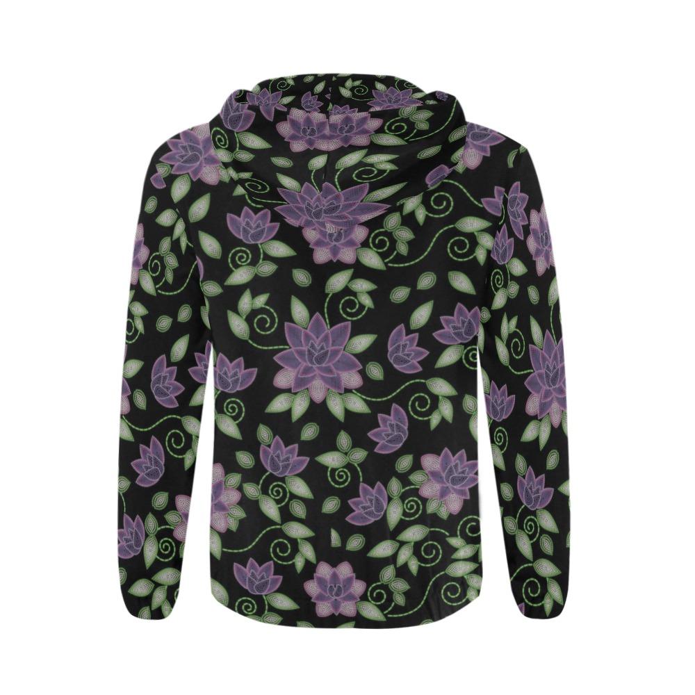 Purple Beaded Rose All Over Print Full Zip Hoodie for Men (Model H14) All Over Print Full Zip Hoodie for Men (H14) e-joyer 