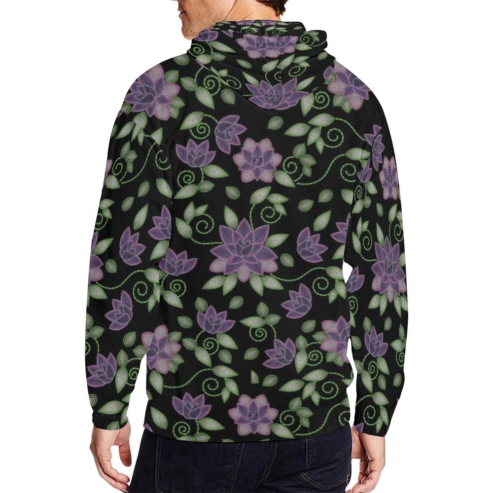 Purple Beaded Rose All Over Print Full Zip Hoodie for Men (Model H14) All Over Print Full Zip Hoodie for Men (H14) e-joyer 