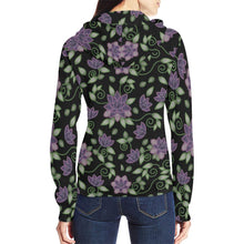 Load image into Gallery viewer, Purple Beaded Rose All Over Print Full Zip Hoodie for Women (Model H14) All Over Print Full Zip Hoodie for Women (H14) e-joyer 
