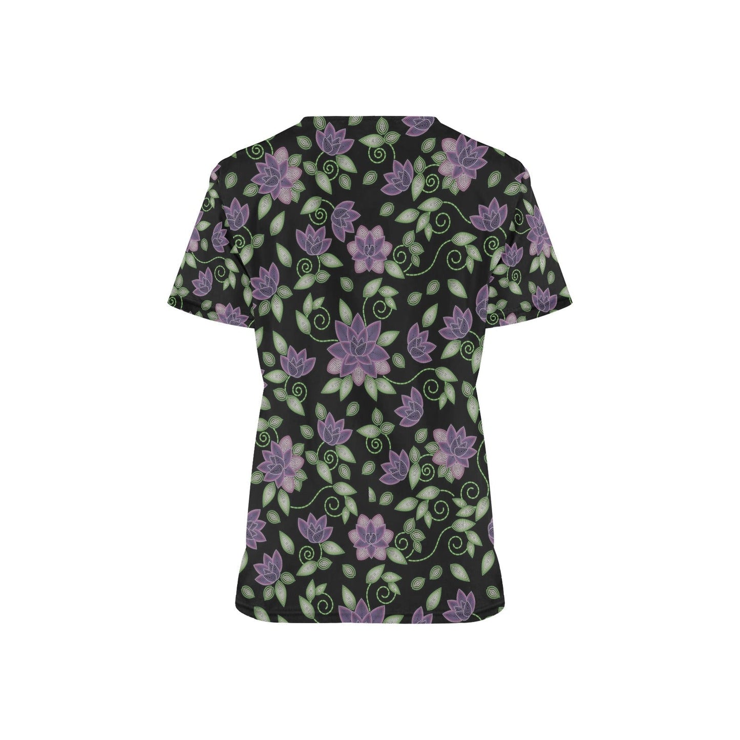 Purple Beaded Rose All Over Print Scrub Top Scrub Top e-joyer 