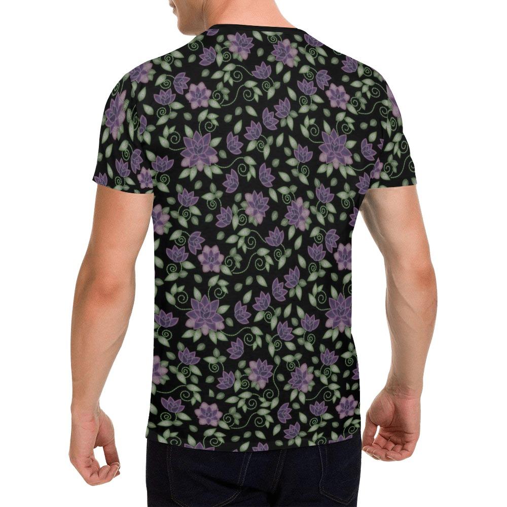 Purple Beaded Rose All Over Print T-Shirt for Men (USA Size) (Model T40) All Over Print T-Shirt for Men (T40) e-joyer 