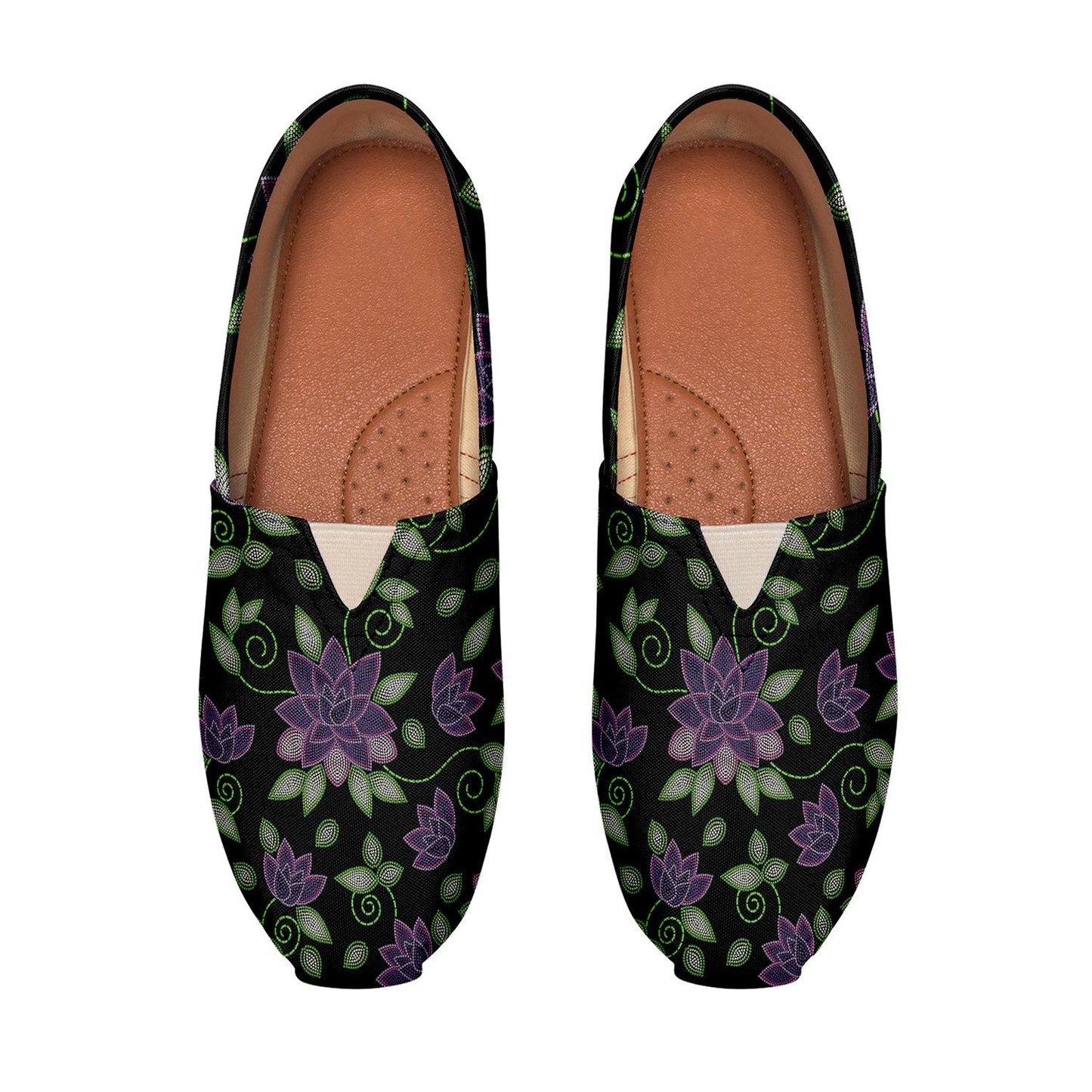 Purple Beaded Rose Casual Unisex Slip On Shoe Herman 