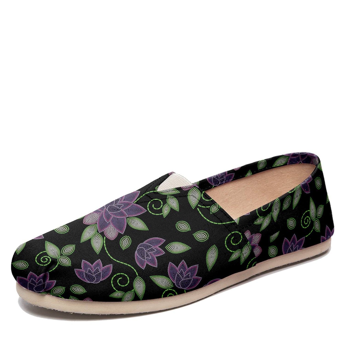 Purple Beaded Rose Casual Unisex Slip On Shoe Herman 