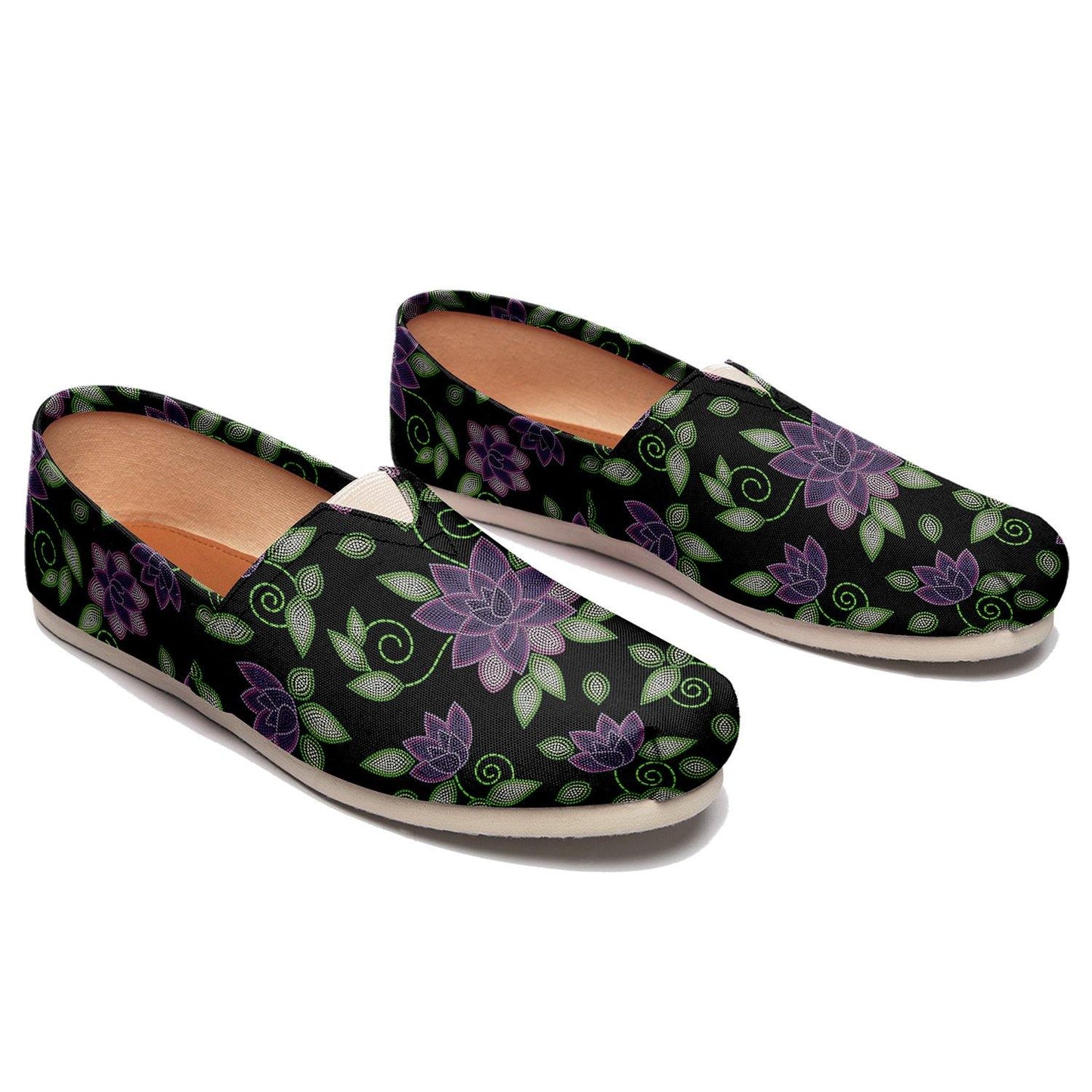 Purple Beaded Rose Casual Unisex Slip On Shoe Herman 