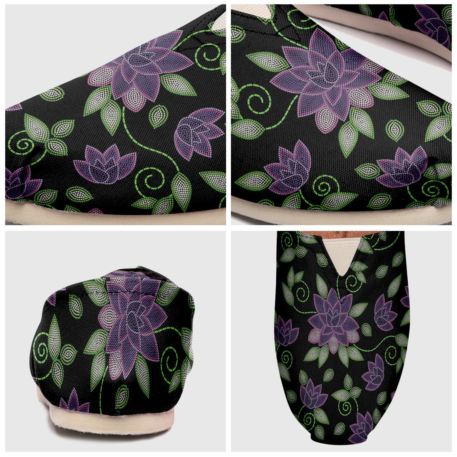 Purple Beaded Rose Casual Unisex Slip On Shoe Herman 