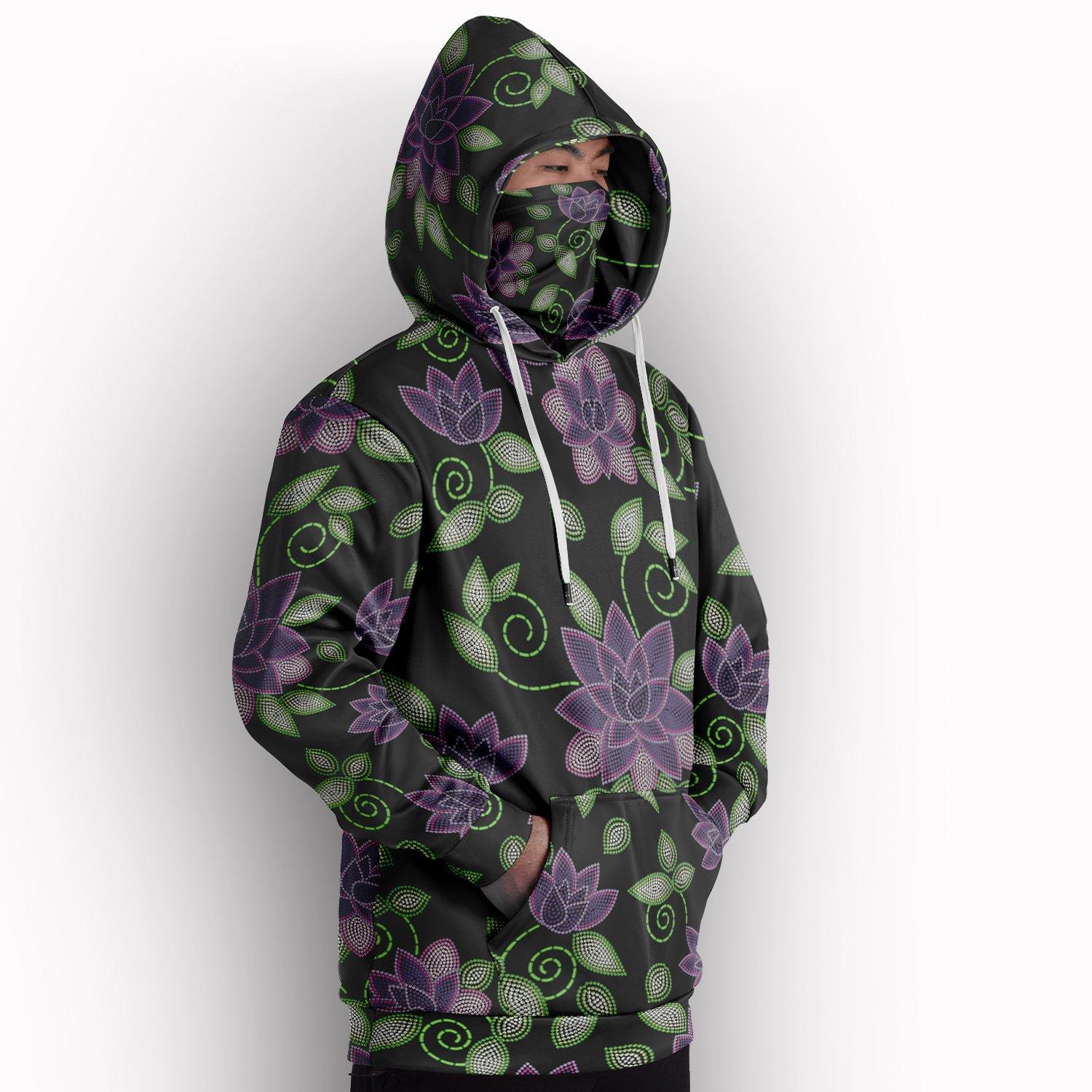 Purple Beaded Rose Hoodie with Face Cover 49 Dzine 