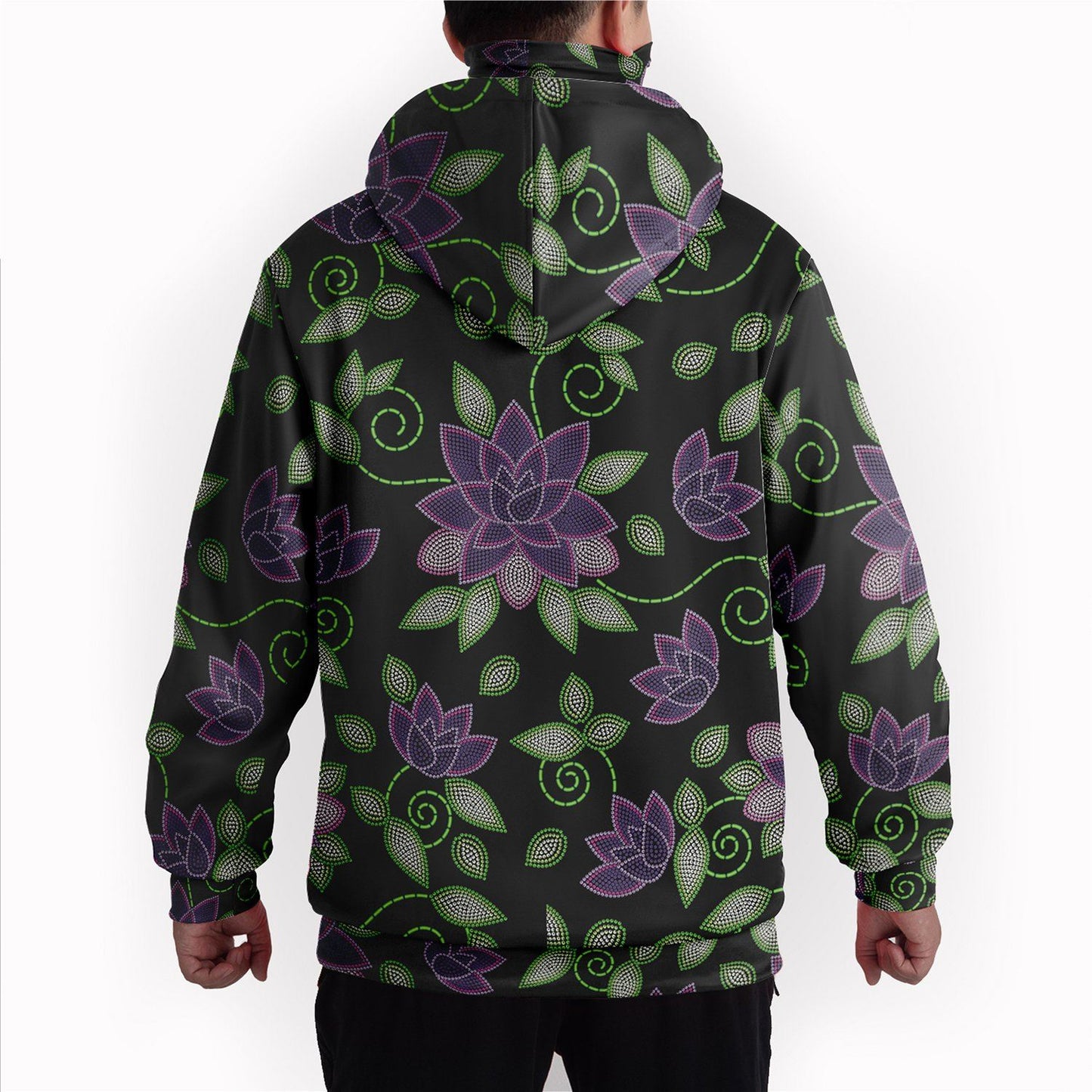 Purple Beaded Rose Hoodie with Face Cover 49 Dzine 