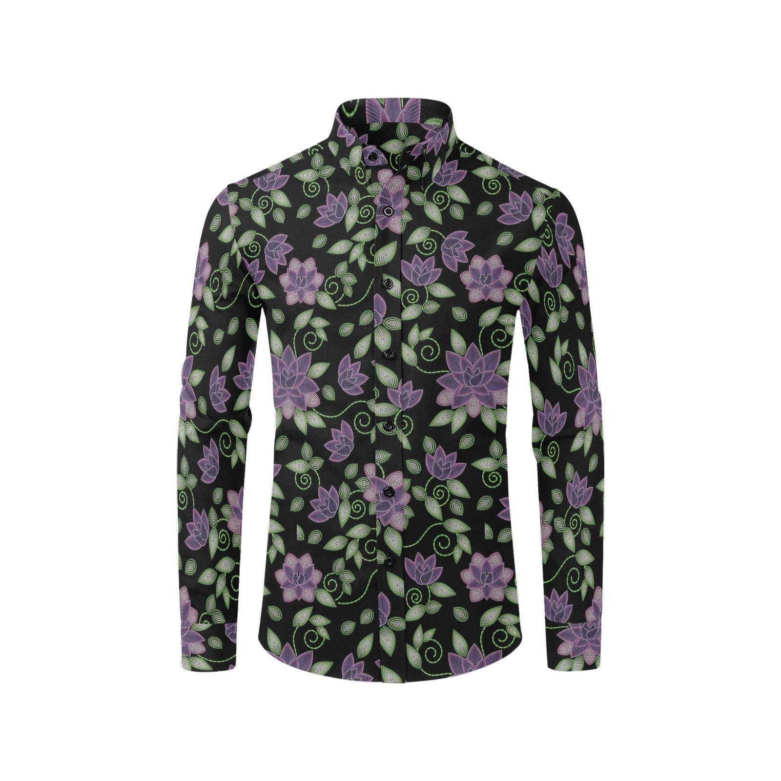 Purple Beaded Rose Men's All Over Print Casual Dress Shirt (Model T61) Men's Dress Shirt (T61) e-joyer 