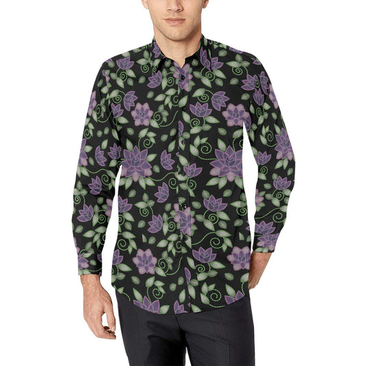 Purple Beaded Rose Men's All Over Print Casual Dress Shirt (Model T61) Men's Dress Shirt (T61) e-joyer 