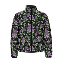 Load image into Gallery viewer, Purple Beaded Rose Men&#39;s Stand Collar Padded Jacket (Model H41) Men&#39;s Stand Collar Padded Jacket (H41) e-joyer 
