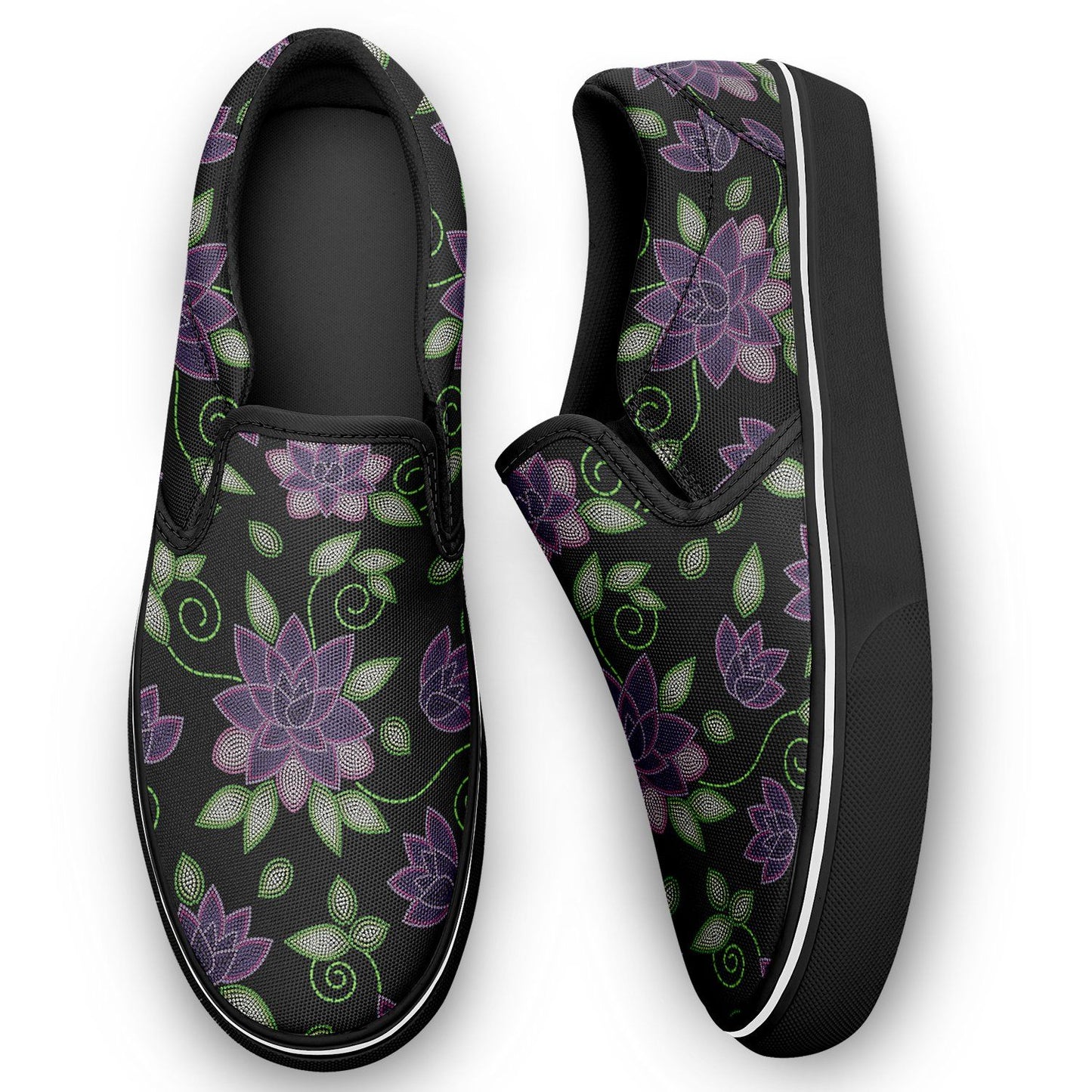 Purple Beaded Rose Otoyimm Canvas Slip On Shoes otoyimm Herman 