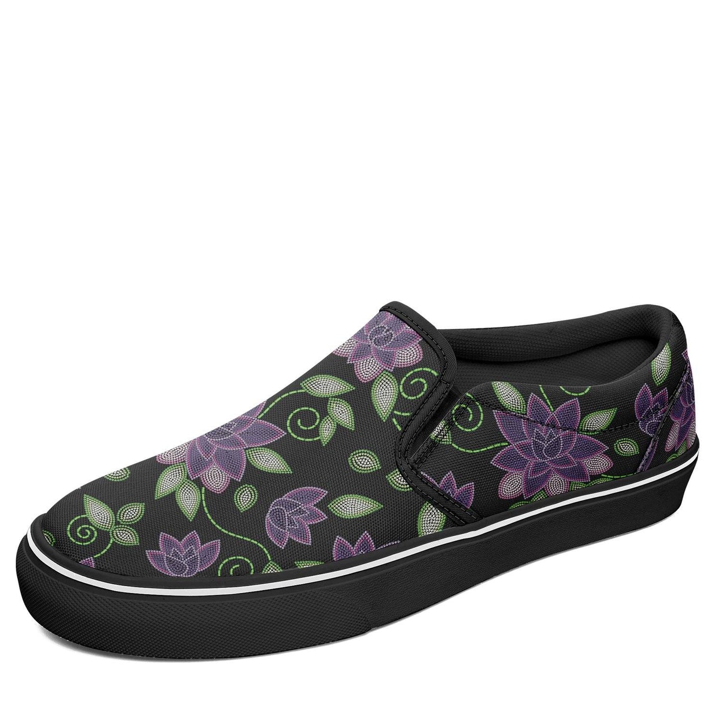 Purple Beaded Rose Otoyimm Kid's Canvas Slip On Shoes otoyimm Herman 