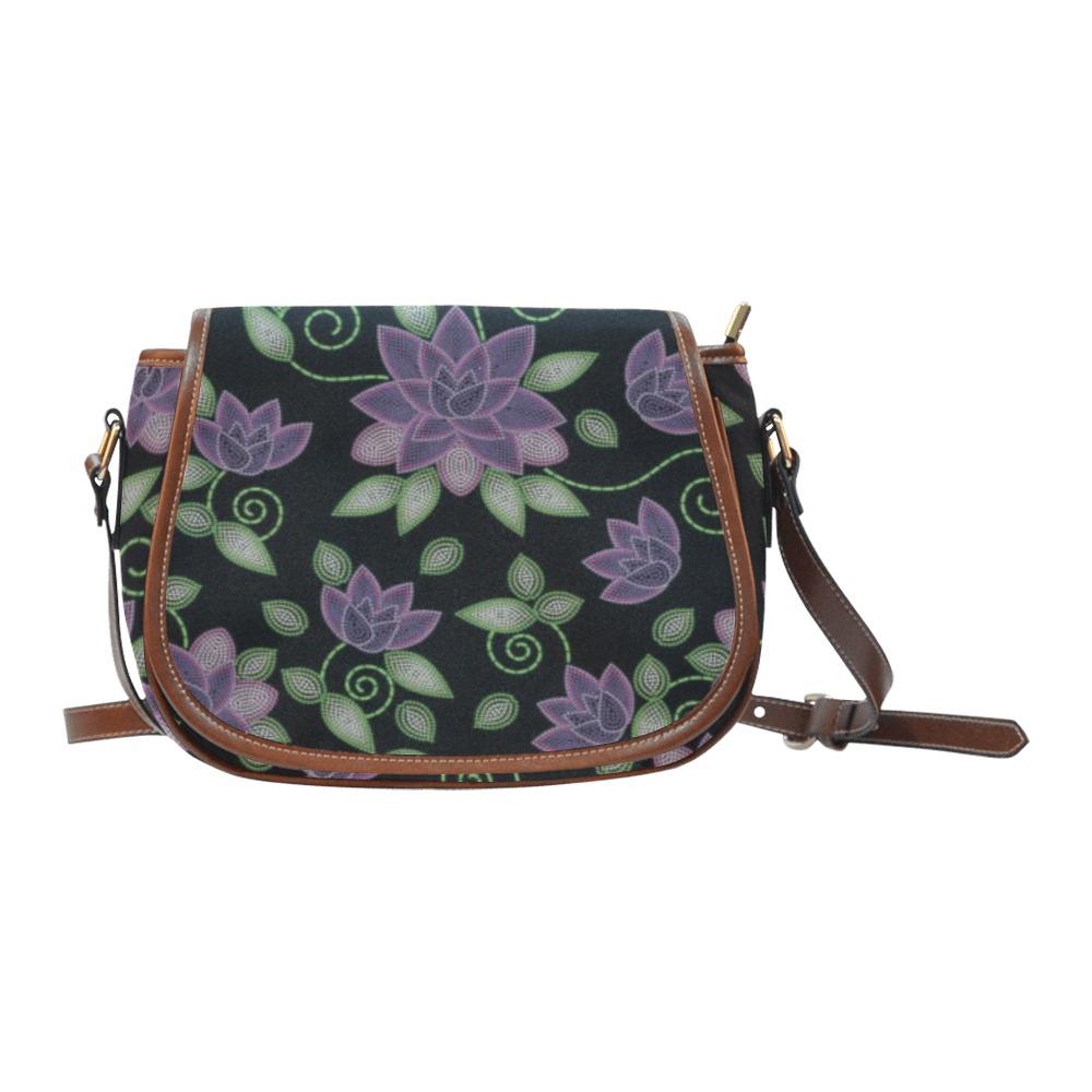 Purple Beaded Rose Saddle Bag/Large (Model 1649) bag e-joyer 