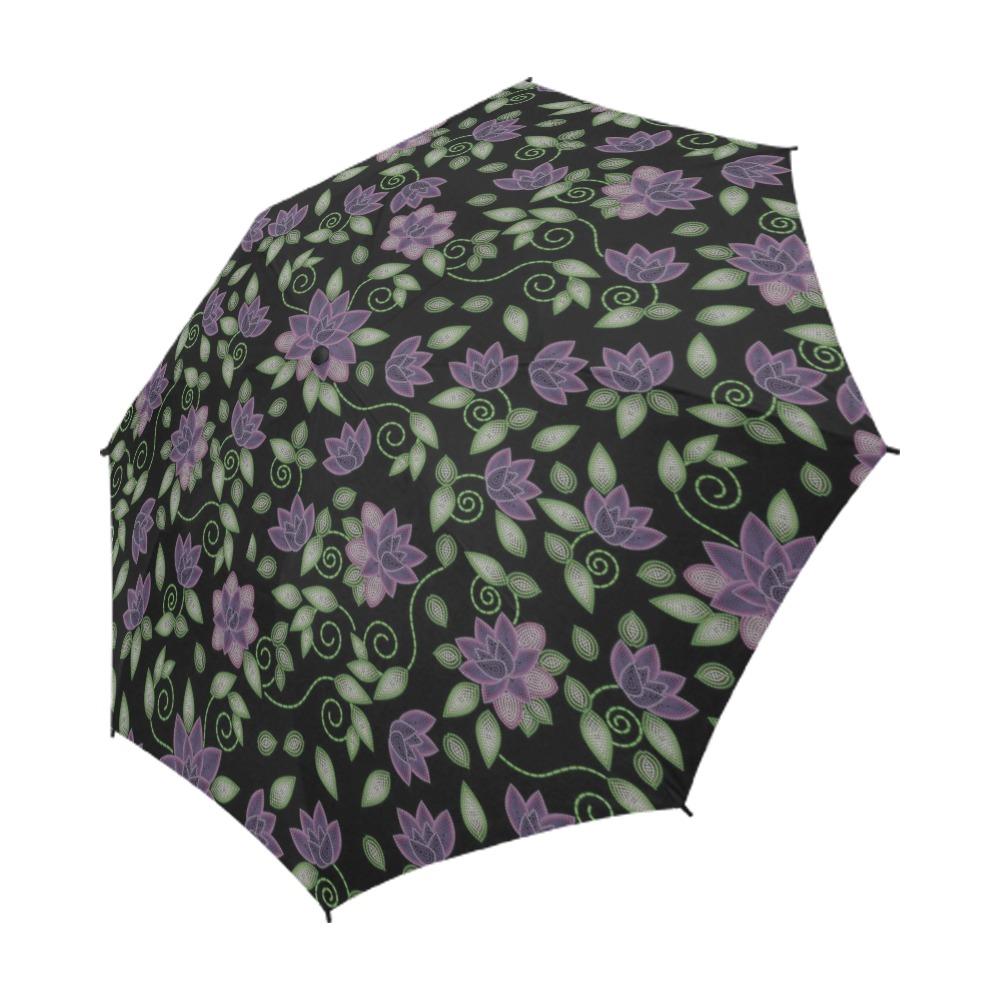 Purple Beaded Rose Semi-Automatic Foldable Umbrella (Model U05) Semi-Automatic Foldable Umbrella e-joyer 