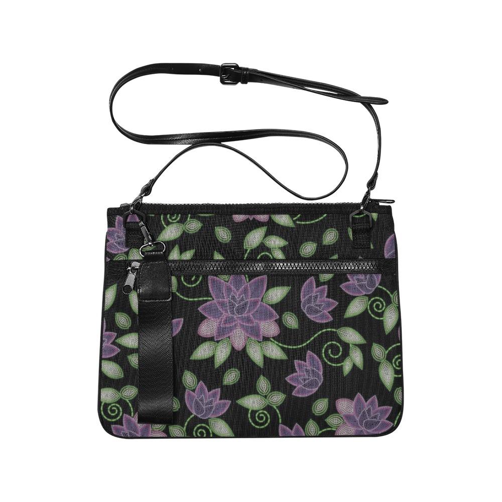 Purple Beaded Rose Slim Clutch Bag (Model 1668) Slim Clutch Bags (1668) e-joyer 