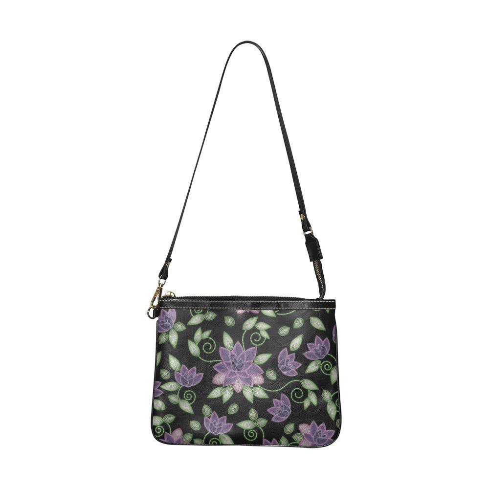 Purple Beaded Rose Small Shoulder Bag (Model 1710) Small Shoulder Bag (1710) e-joyer 