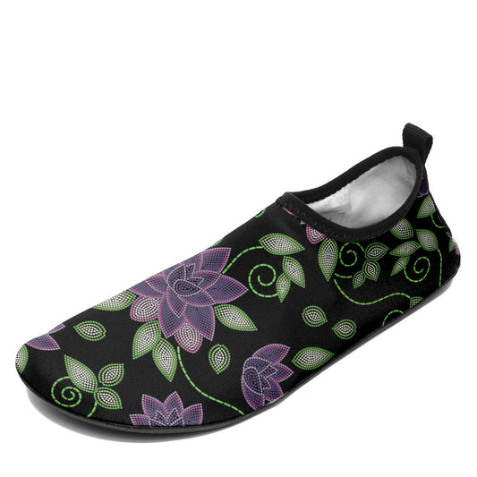 Purple Beaded Rose Sockamoccs Kid's Slip On Shoes Herman 