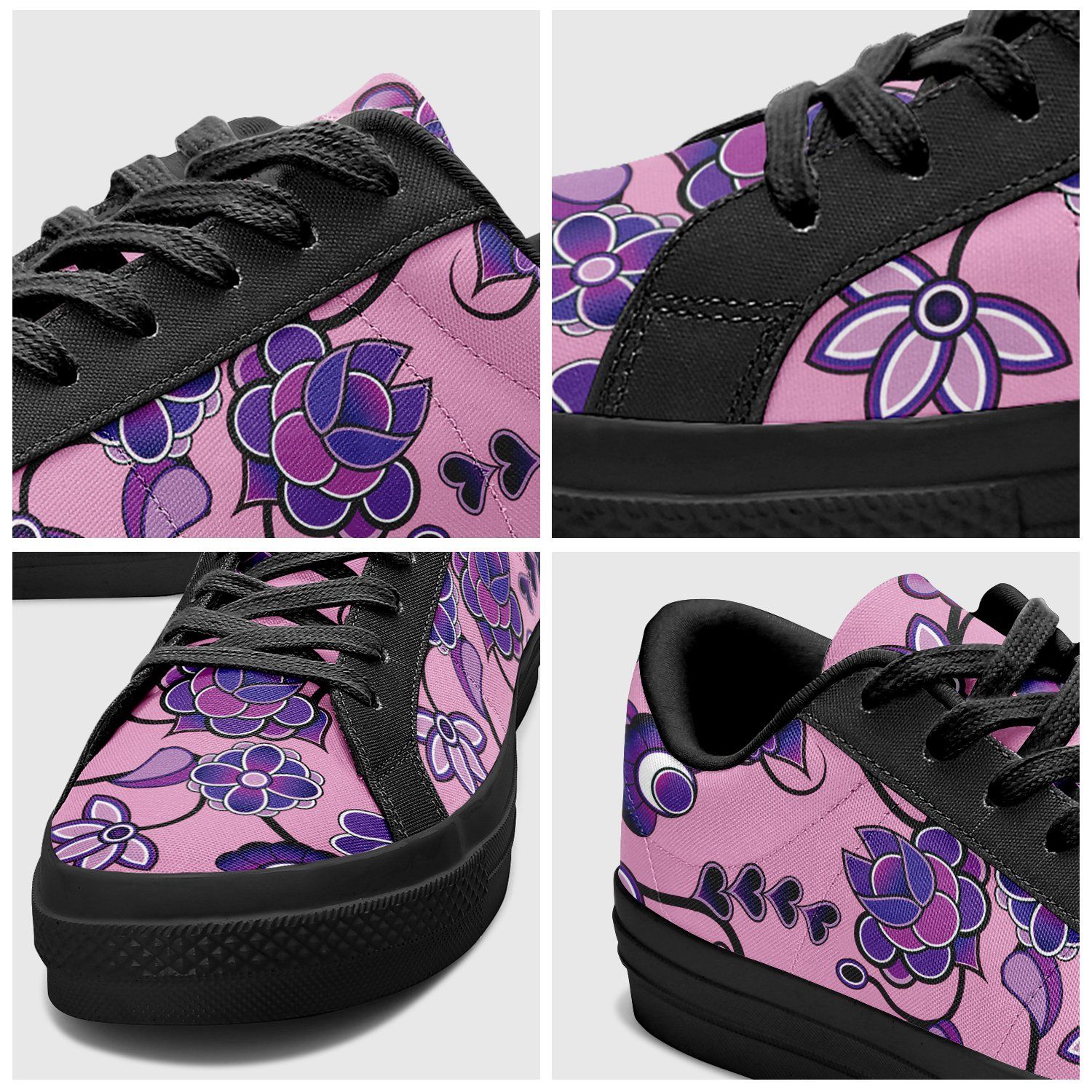 Purple Floral Amour Aapisi Low Top Canvas Shoes Black Sole aapisi Herman 