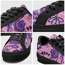 Load image into Gallery viewer, Purple Floral Amour Aapisi Low Top Canvas Shoes Black Sole aapisi Herman 
