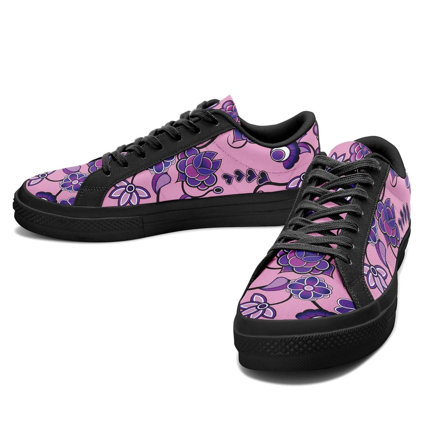 Purple Floral Amour Aapisi Low Top Canvas Shoes Black Sole aapisi Herman 