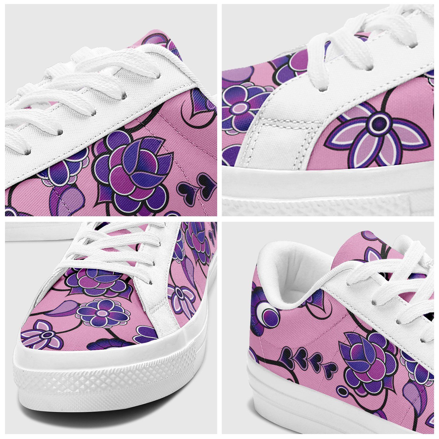 Purple Floral Amour Aapisi Low Top Canvas Shoes White Sole aapisi Herman 