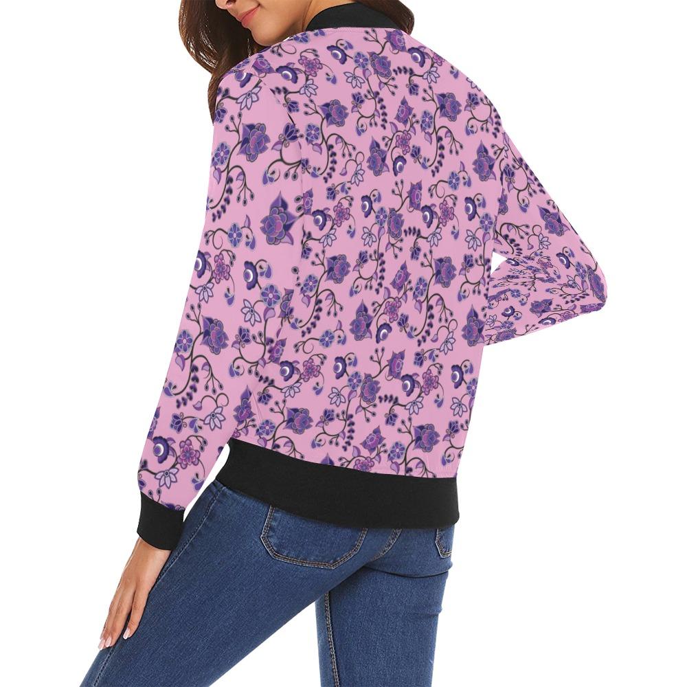 Purple Floral Amour All Over Print Bomber Jacket for Women (Model H19) All Over Print Bomber Jacket for Women (H19) e-joyer 