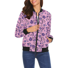 Load image into Gallery viewer, Purple Floral Amour All Over Print Bomber Jacket for Women (Model H19) All Over Print Bomber Jacket for Women (H19) e-joyer 
