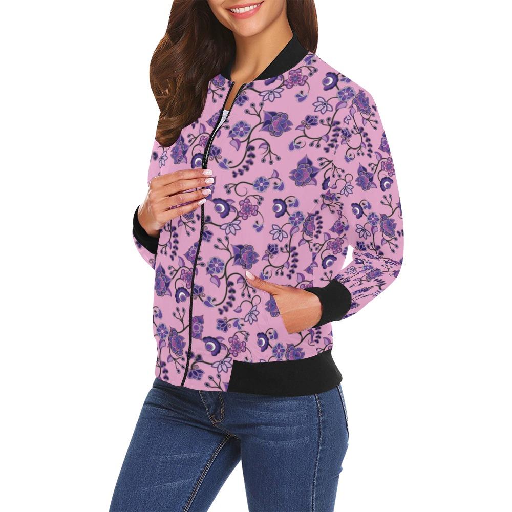 Purple Floral Amour All Over Print Bomber Jacket for Women (Model H19) All Over Print Bomber Jacket for Women (H19) e-joyer 