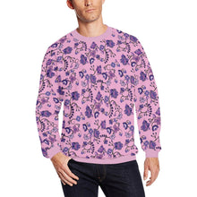 Load image into Gallery viewer, Purple Floral Amour All Over Print Crewneck Sweatshirt for Men (Model H18) shirt e-joyer 
