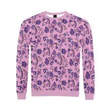 Load image into Gallery viewer, Purple Floral Amour All Over Print Crewneck Sweatshirt for Men (Model H18) shirt e-joyer 
