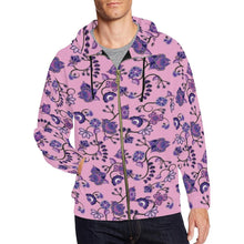 Load image into Gallery viewer, Purple Floral Amour All Over Print Full Zip Hoodie for Men (Model H14) All Over Print Full Zip Hoodie for Men (H14) e-joyer 
