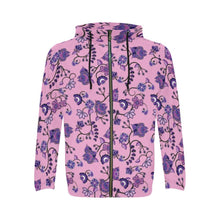 Load image into Gallery viewer, Purple Floral Amour All Over Print Full Zip Hoodie for Men (Model H14) All Over Print Full Zip Hoodie for Men (H14) e-joyer 
