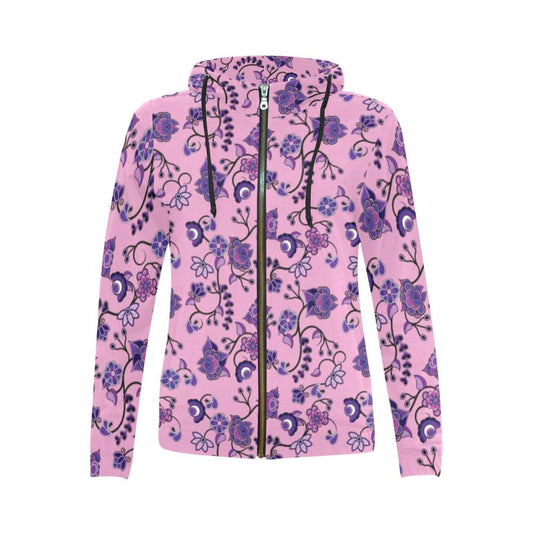 Purple Floral Amour All Over Print Full Zip Hoodie for Women (Model H14) All Over Print Full Zip Hoodie for Women (H14) e-joyer 