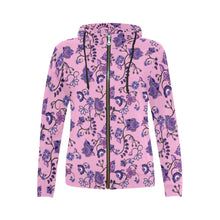 Load image into Gallery viewer, Purple Floral Amour All Over Print Full Zip Hoodie for Women (Model H14) All Over Print Full Zip Hoodie for Women (H14) e-joyer 
