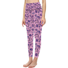 Load image into Gallery viewer, Purple Floral Amour All Over Print High-Waisted Leggings (Model L36) High-Waisted Leggings (L36) e-joyer 
