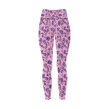 Load image into Gallery viewer, Purple Floral Amour All Over Print High-Waisted Leggings (Model L36) High-Waisted Leggings (L36) e-joyer 

